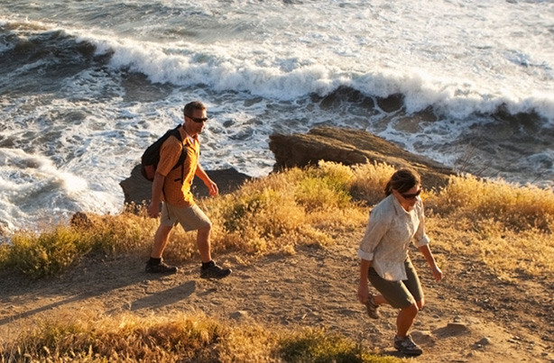 hikers at beach