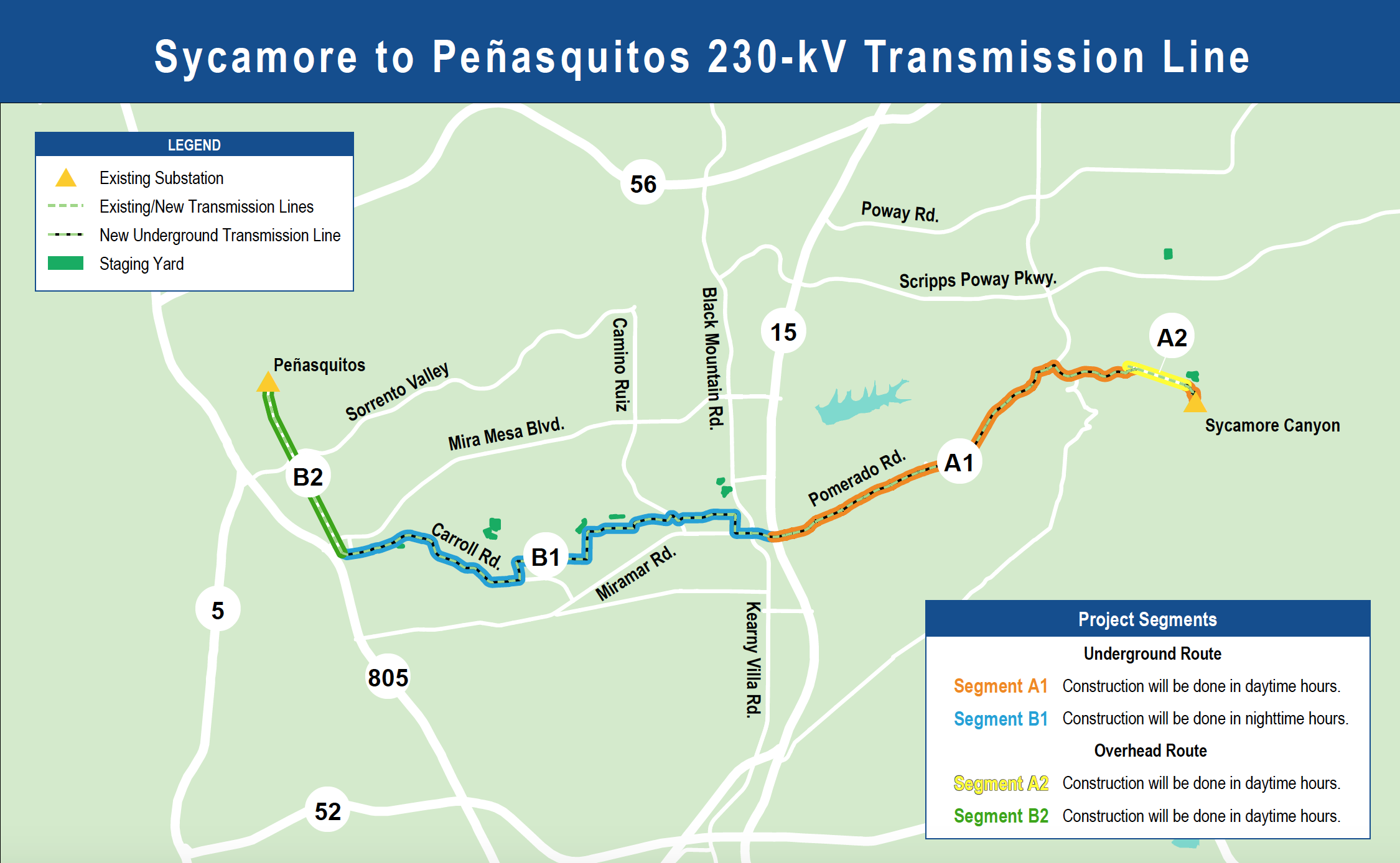 Sycamore to Peñasquitos 230 kV Transmission Line Map