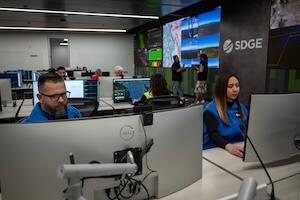 Emergency operations center staff working at their stations
