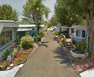 Mobile Home Street with Trees