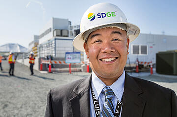 Professional man wearing SDGE Helmet