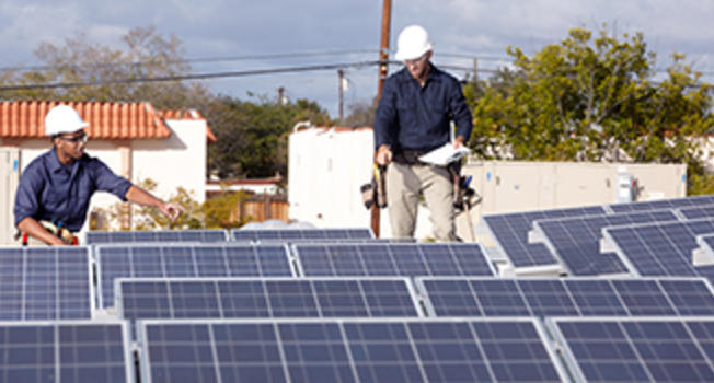 Engineers Checking Solar Panels